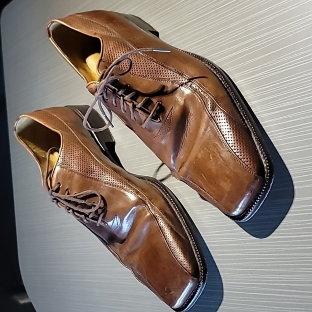 MEZLAN GIOVANNI Square Toe Brown Leather Bicycle Oxfords Men's 10.5 M